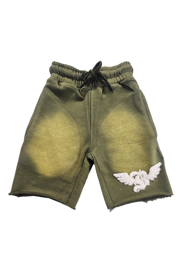 Kids Broken Soul Cream Chenille Cotton Shorts