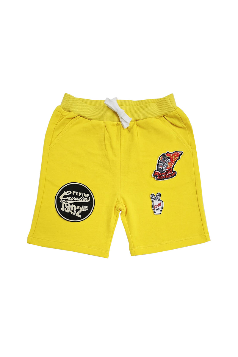 Kids Burning Rubber Embroidery Cotton Shorts