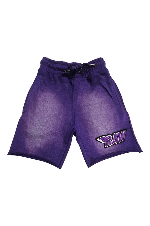 Kids RAW Wing Purple Chenille Cotton Shorts