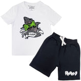 Kids Money Hungry Chenille Crew Neck T-Shirt and RAW Drip White Chenille Cotton Shorts Set