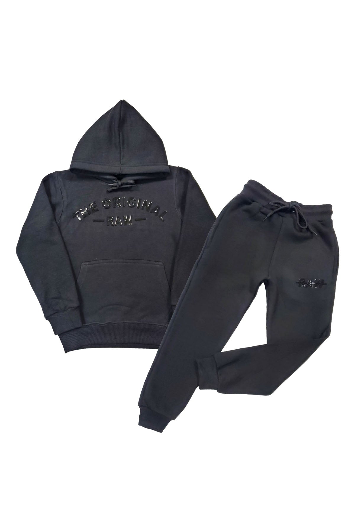 Kids The Original -RAW- Black Silicone Hoodie and Jogger Set