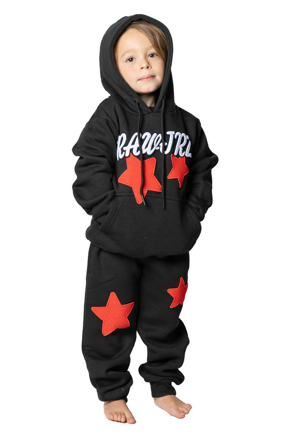 Kids RAW JRZ 3D Embroidery Hoodie and Jogger Set