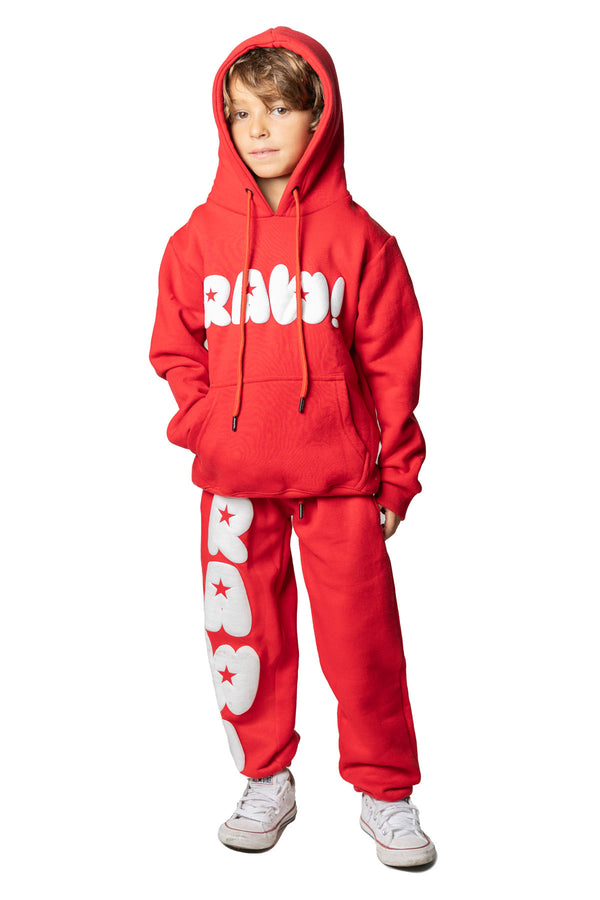 Kids RAW Star White Puff Hoodie and Jogger Set