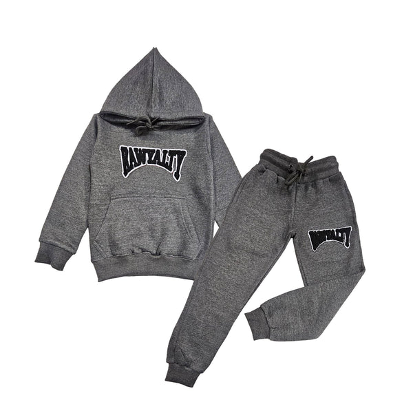 Kids Rawyalty Black Chenille Hoodie and Jogger Set