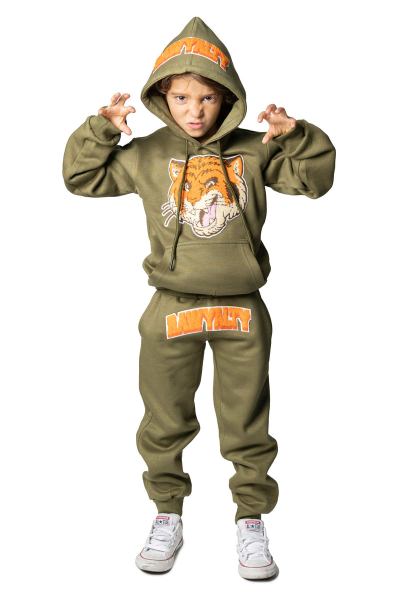 Kids Rawyalty Tiger Chenille Hoodie and Jogger Set