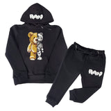 Kids Teddy Robot Raw Drip White Chenille Hoodie and Jogger Set