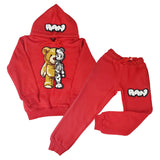 Kids Teddy Robot Raw Drip White Chenille Hoodie and Jogger Set