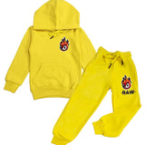 Kids The Original RAW Black Flame Silicone Chenille Hoodie and Jogger Set