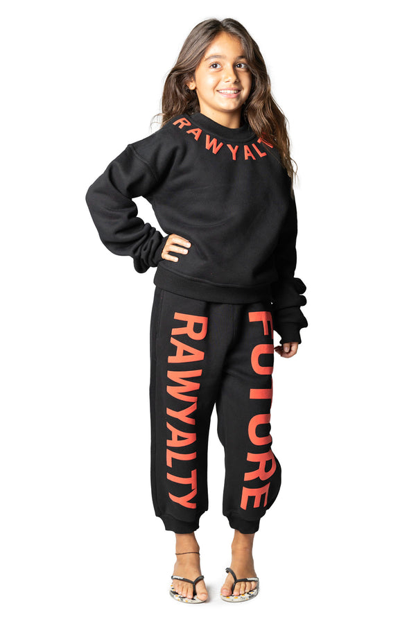 Kids RAWYALTY FUTURE Red Puff Long Sleeve Shirt and Jogger Set