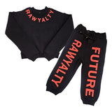 Kids RAWYALTY FUTURE Red Puff Long Sleeve Shirt and Jogger Set