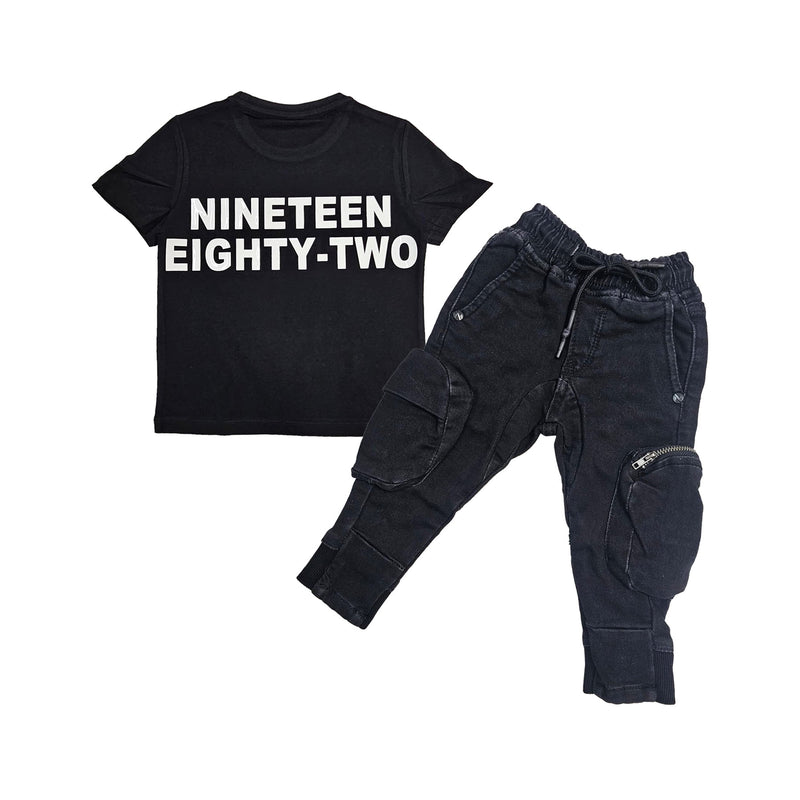 Kids The Original -RAW- White Silicone Crew Neck T-Shirt and Cargo Pants Set