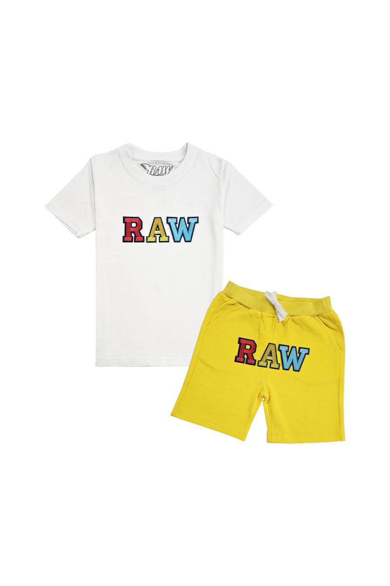 Kids A7 RAW Embroidery T-Shirt and Cotton Shorts Set