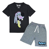 Kids Anti Social Sky Chenille T-Shirt and Raw Drip Sky Chenille Cotton Shorts Set