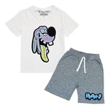 Kids Anti Social Sky Chenille T-Shirt and Raw Drip Sky Chenille Cotton Shorts Set
