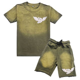 Kids Broken Soul Cream Chenille T-Shirt and Cotton Shorts Set