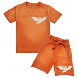 Kids Broken Soul Cream Chenille T-Shirt and Cotton Shorts Set