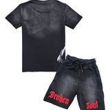 Kids Broken Soul Try Me Chenille T-Shirt and Cotton Shorts Set