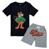 Kids Foxes Chenille T-Shirt and Cotton Shorts Set