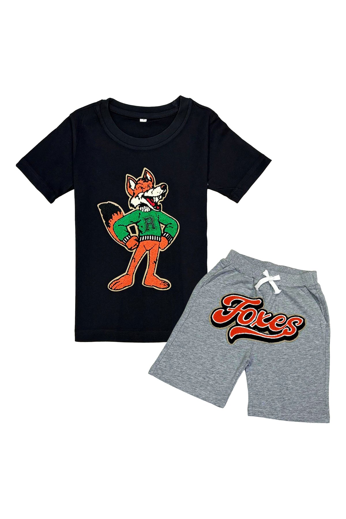 Kids Foxes Chenille T-Shirt and Cotton Shorts Set