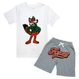Kids Foxes Chenille T-Shirt and Cotton Shorts Set