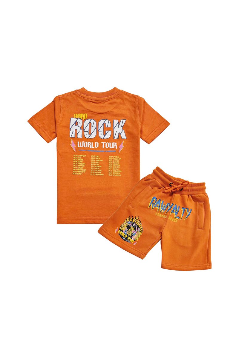 Kids Hard Rock World Tour Puff Print Crew Neck T-Shirt and Cotton Shorts Set