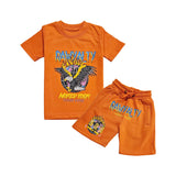 Kids Hard Rock World Tour Puff Print Crew Neck T-Shirt and Cotton Shorts Set