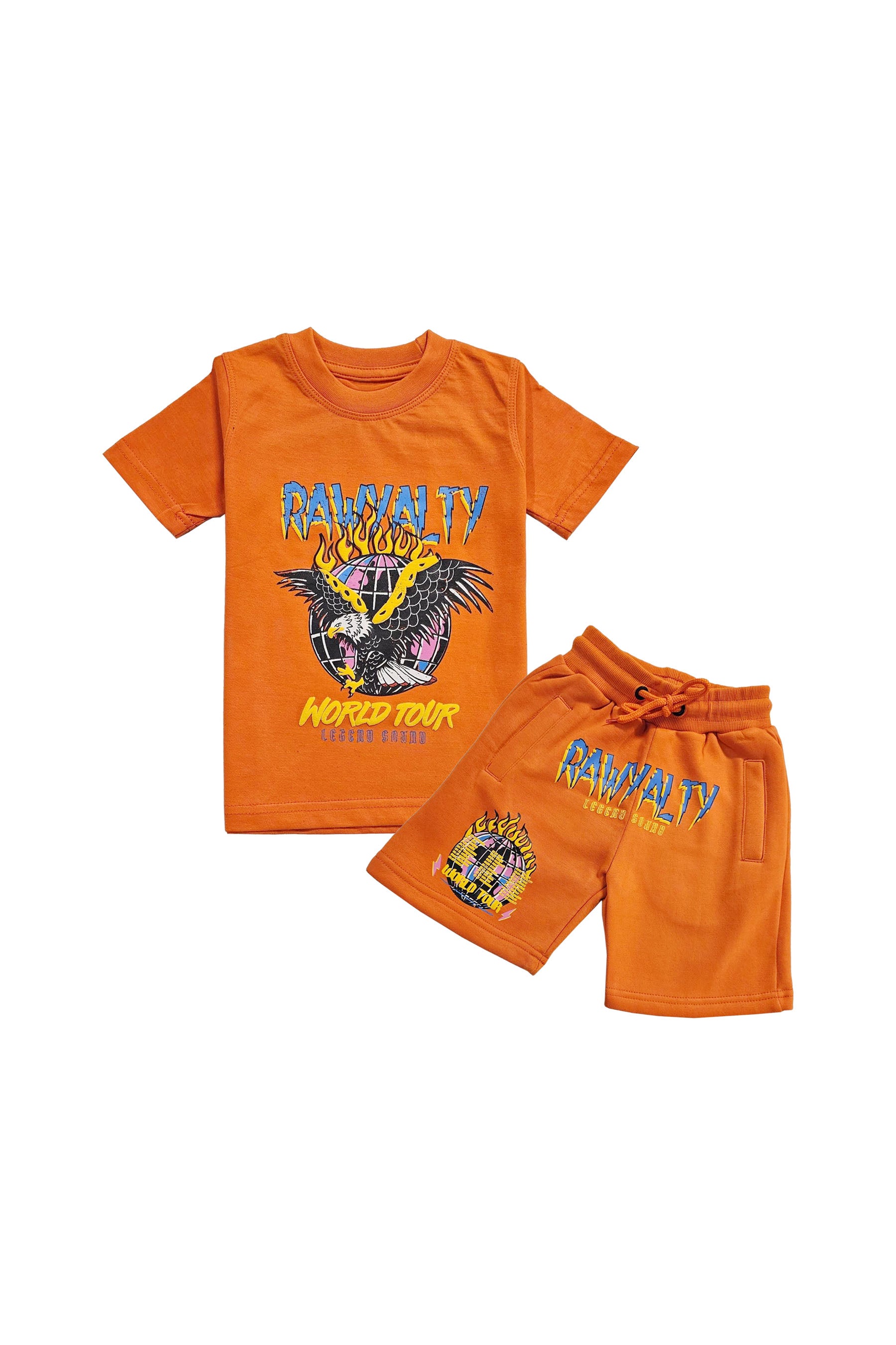 Kids Hard Rock World Tour Puff Print Crew Neck T-Shirt and Cotton Shorts Set