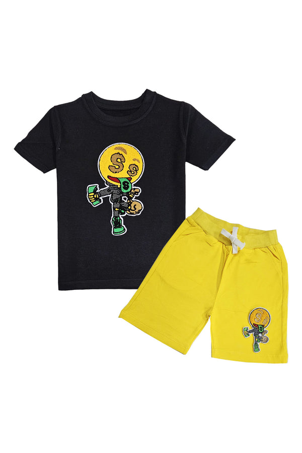 Kids Money Face Chenille T-Shirt and Cotton Shorts Set