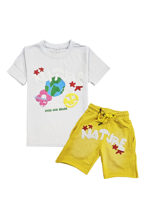 Kids Nature Puff T-Shirt and Cotton Shorts Set