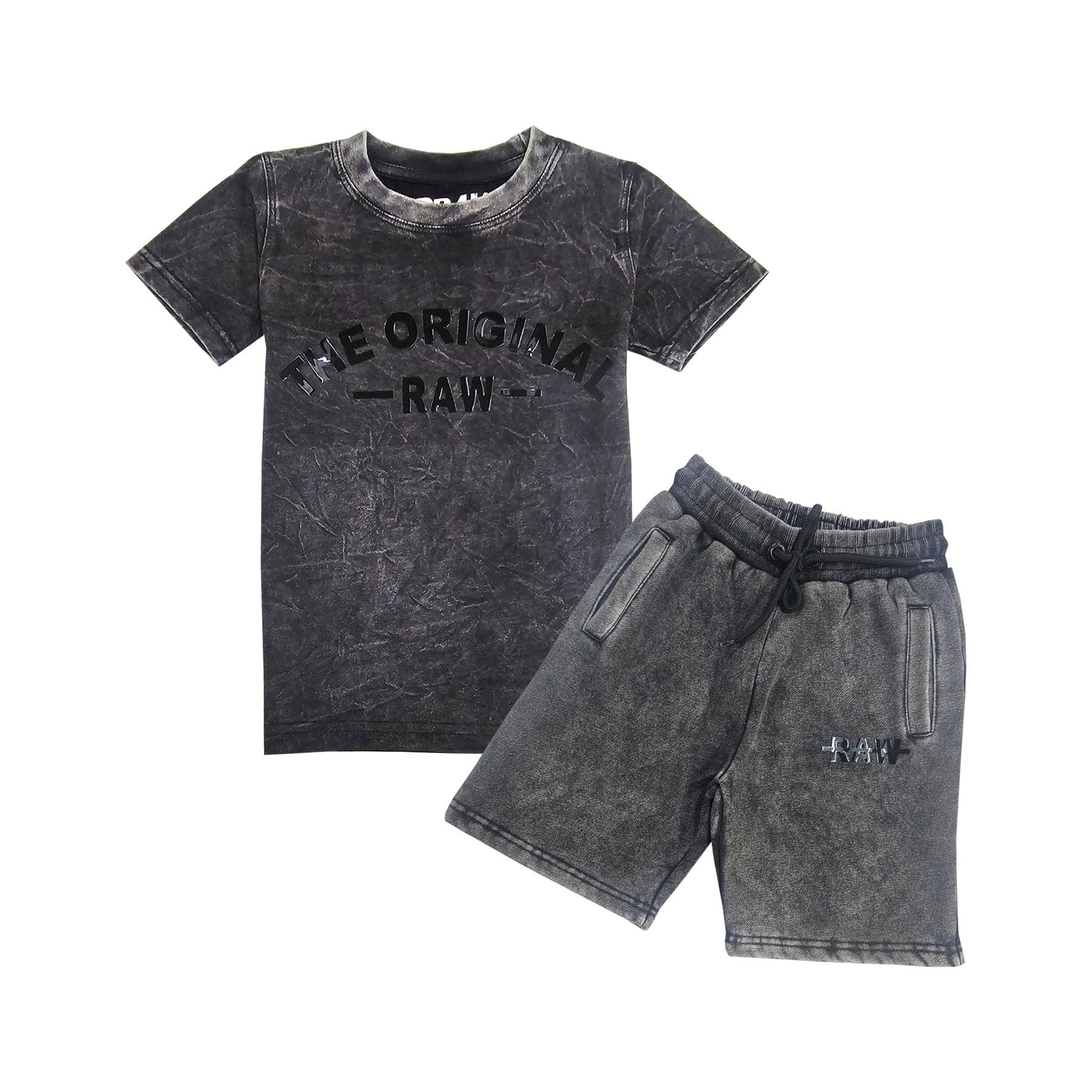 Kids The Original -RAW- Black Silicone T-Shirt and Cotton Shorts Set