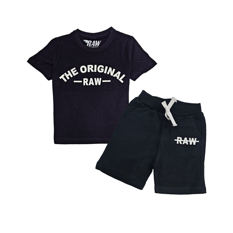 Kids The Original -RAW- White Silicone T-Shirts and Cotton Shorts Set