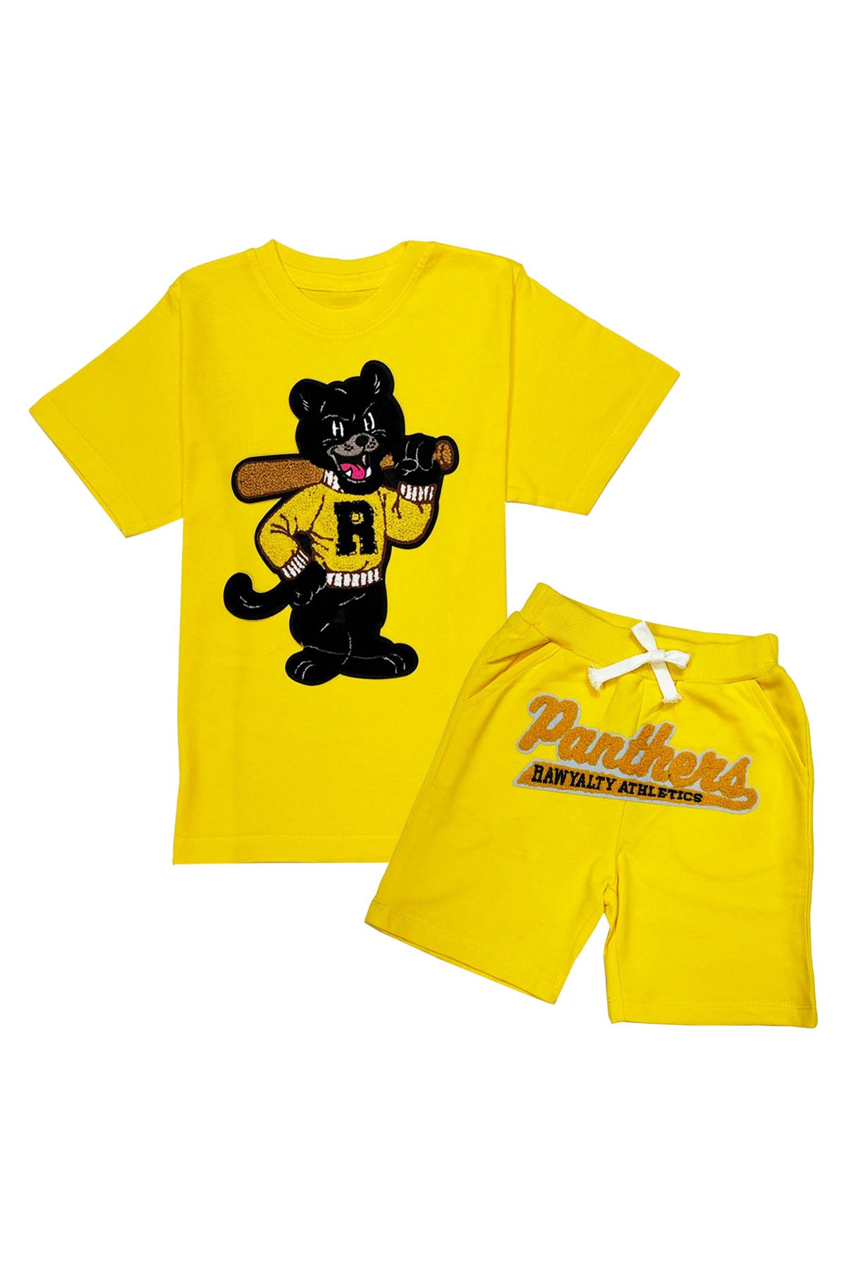 Kids Panthers Chenille T-Shirt and Cotton Shorts Set