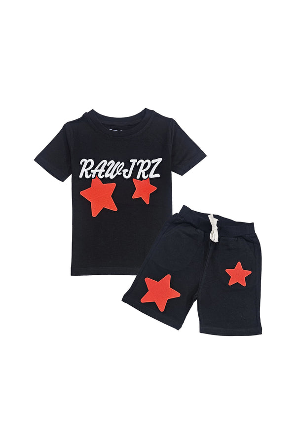 Kids RAW JRZ 3D Embroidery T-Shirt and Cotton Shorts Set