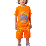 Kids Rebellion Puff Print Crew Neck T-Shirt and Cotton Shorts Set