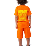 Kids Rebellion Puff Print Crew Neck T-Shirt and Cotton Shorts Set