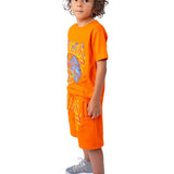 Kids Rebellion Puff Print Crew Neck T-Shirt and Cotton Shorts Set