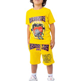Kids Rawyalty Global Area Puff Print Crew Neck T-Shirt and Cotton Shorts Set