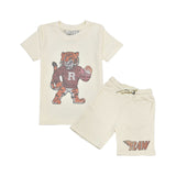 Kids RAW Tiger Bling Crew Neck T-Shirt and RAW Wing Orange/Black Bling Cotton Shorts Set - Rawyalty Clothing