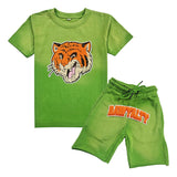 Kids Rawyalty Tiger Chenille T-Shirts and Cotton Shorts Set