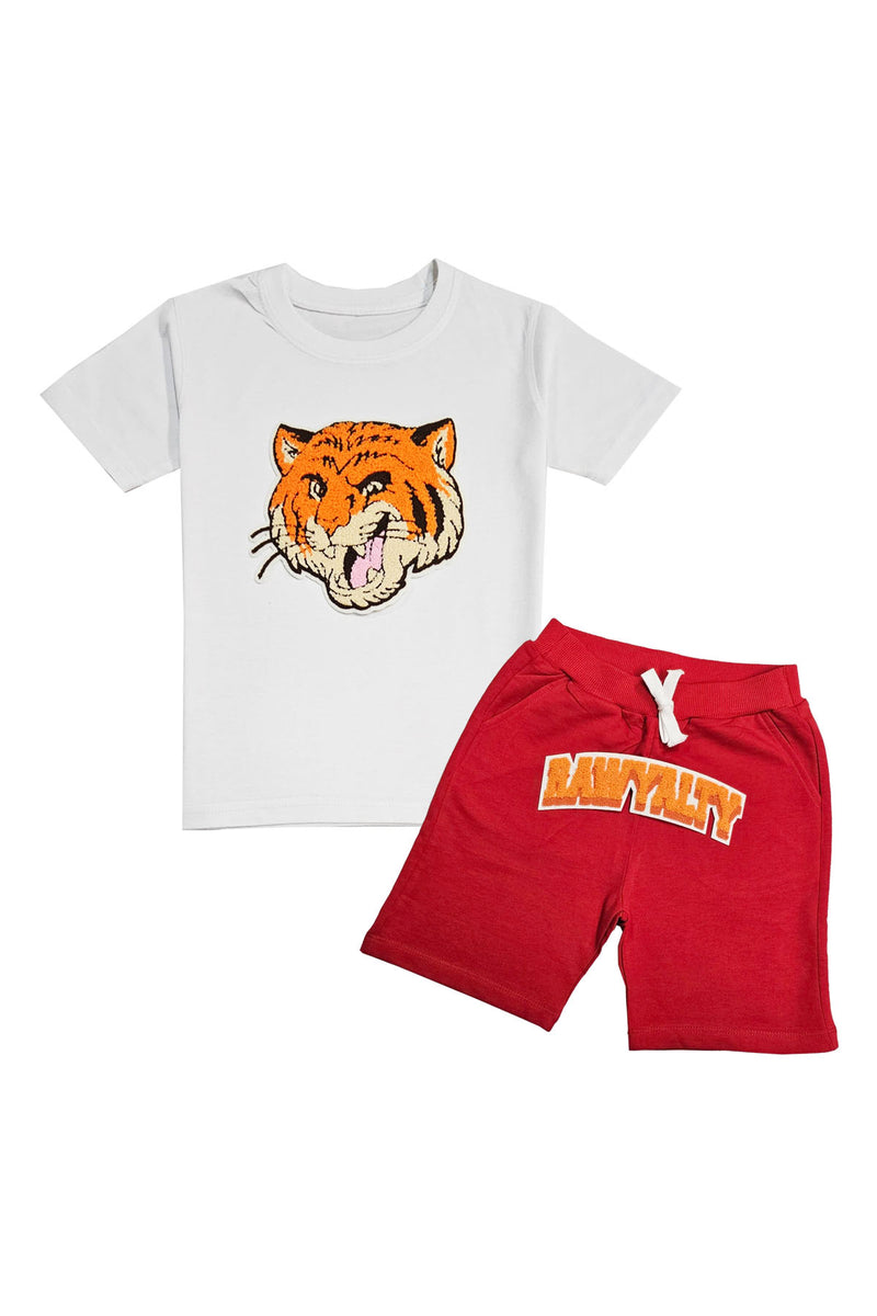 Kids Rawyalty Tiger Chenille T-Shirts and Cotton Shorts Set