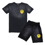 Kids Smiley Teddy Embroidery T-Shirt and Cotton Shorts Set