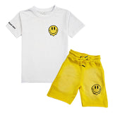 Kids Smiley Teddy Embroidery T-Shirt and Cotton Shorts Set