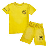 Kids Smiley Teddy Embroidery T-Shirt and Cotton Shorts Set