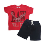 Kids RAW World Tour Black Bling Crew Neck T-Shirt and RAW Wing Black Bling Cotton Shorts Set