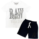 Kids RAW World Tour Black Bling Crew Neck T-Shirt and RAW Wing Black Bling Cotton Shorts Set