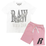 Kids RAW World Tour Black Bling Crew Neck T-Shirt and RAW Wing Black Bling Cotton Shorts Set