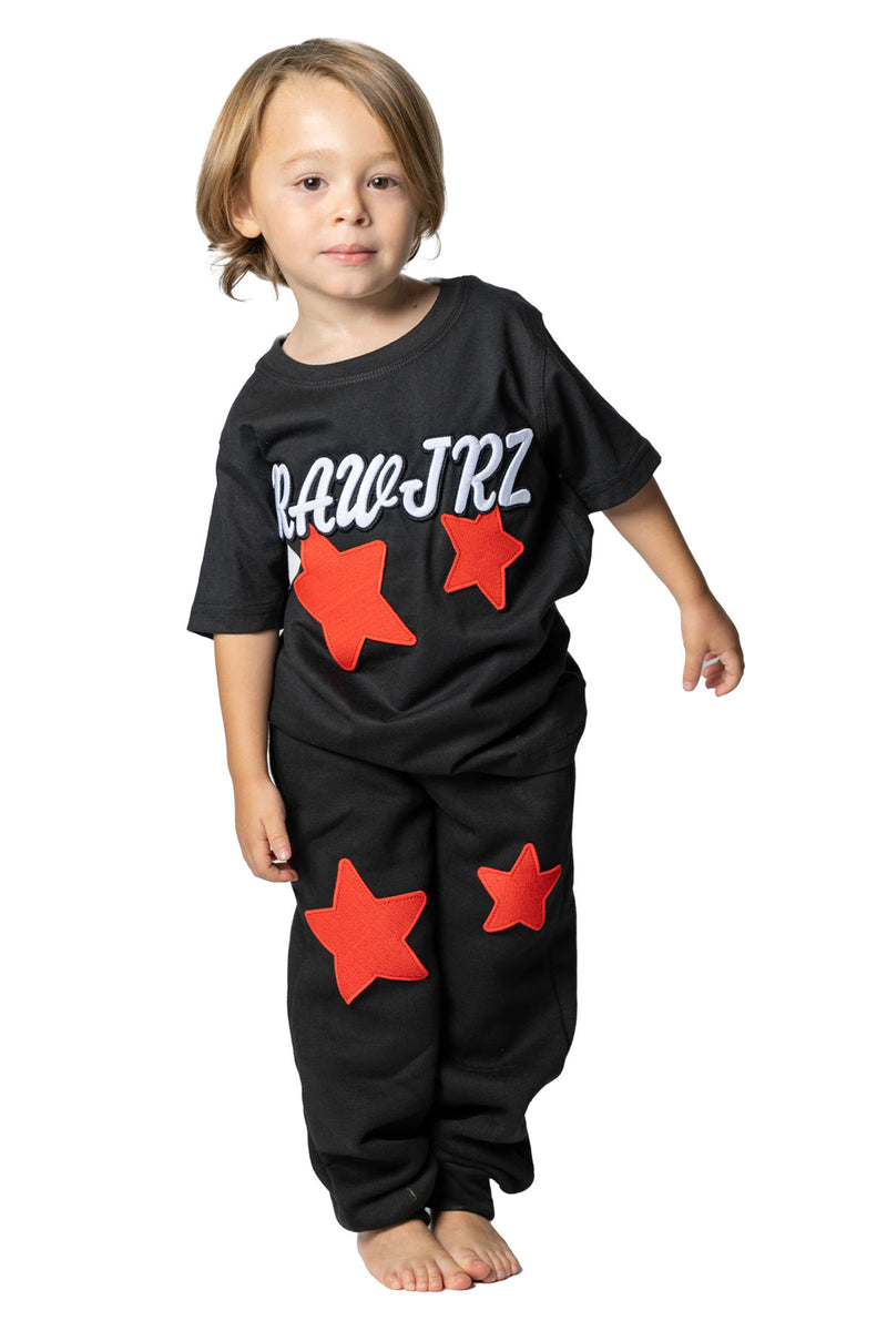 Kids RAW JRZ 3D Embroidery T-Shirt and Jogger Set
