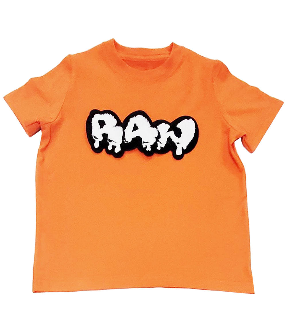 Kids RAW Drip White Chenille Crew Neck T-Shirt