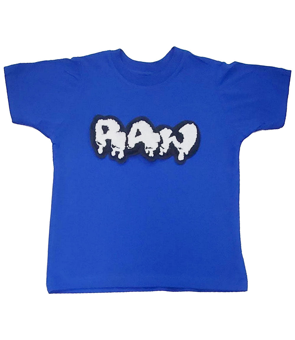 Kids RAW Drip White Chenille Crew Neck T-Shirt