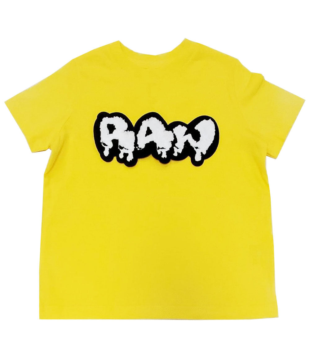 Kids RAW Drip White Chenille Crew Neck T-Shirt